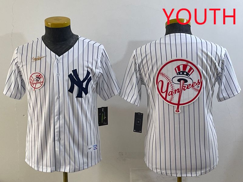 Youth 2025 New York Yankees Blank White Stripe Throwback Nike MLB Jersey style 25